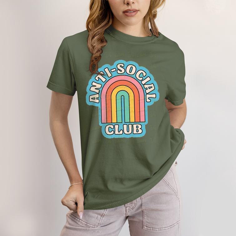 Camiseta Algodão Unissex T shirt Anti Social Club Arco Iris