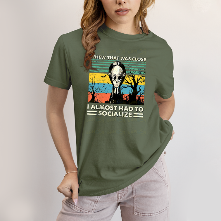 Camiseta Algodão Unissex T shirt Wandinha Quase Tive Que Socializar