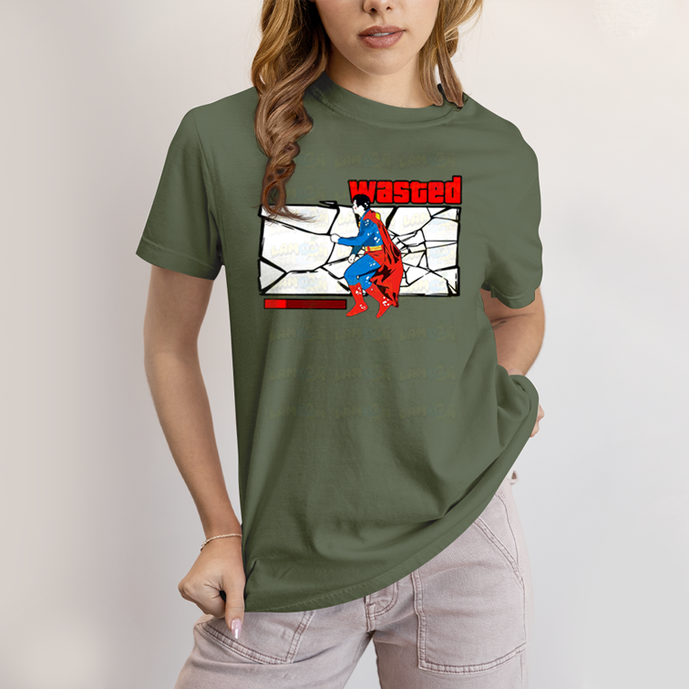 Camiseta Algodão Unissex T shirt Superman Wasted