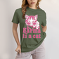 Camiseta Algodão Unissex T shirt Karma Is a Cat Pink