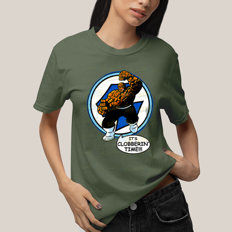 Camiseta Algodão Unissex T shirt Quarteto Fantástico O Coisa Tá na Hora do Pau