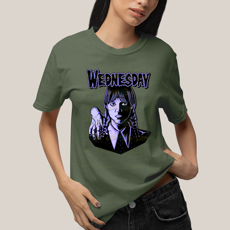 Camiseta Algodão Unissex T shirt Wandinha Roxo Wednesday