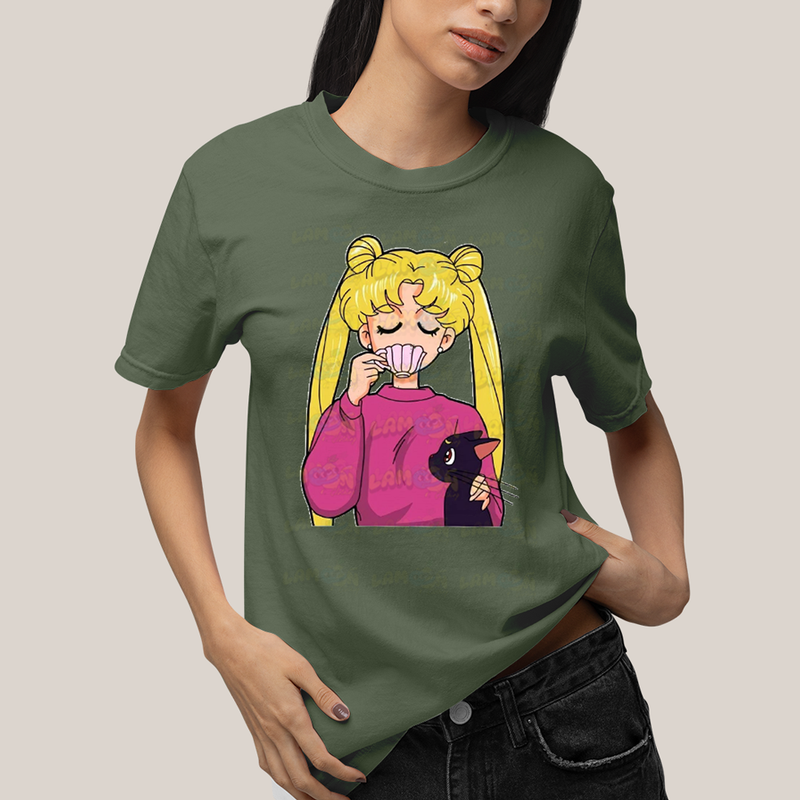 Camiseta Algodão Unissex T shirt Mulher Loira & Gatinho