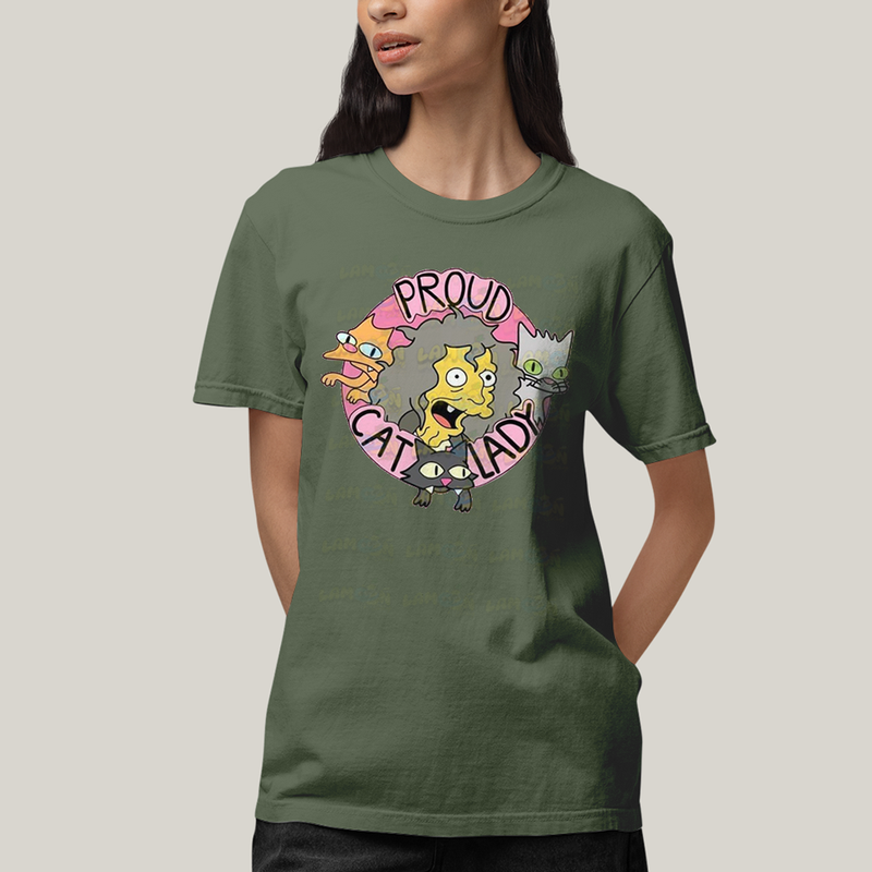 Camiseta Algodão Unissex T shirt Simpsons Proud Cat Lady