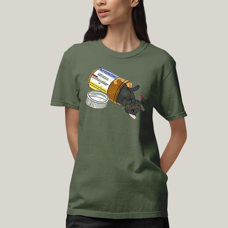 Camiseta Algodão Unissex T shirt Gatinho Fofo Antidepressivo