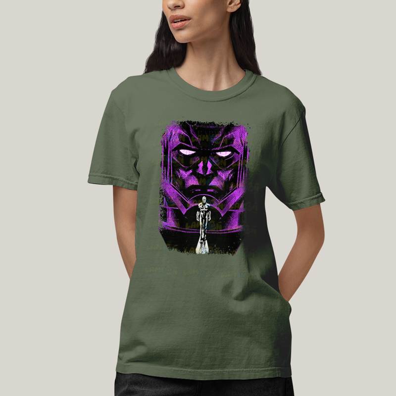 Camiseta Algodão Unissex T shirt Quarteto Fantástico Galactus & Surfista Prateado