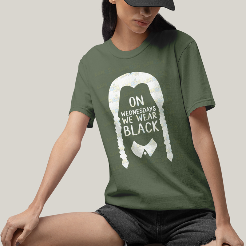 Camiseta Algodão Unissex T shirt Wandinha Na Quarta Feira Usamos Preto