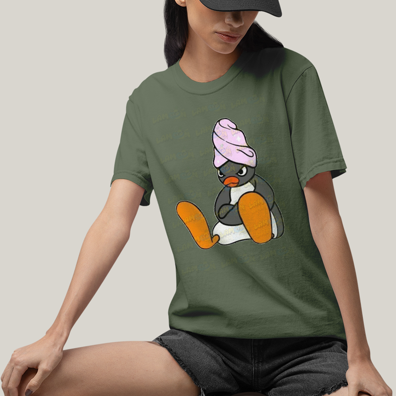 Camiseta Algodão Unissex T shirt Pinguim Bravo