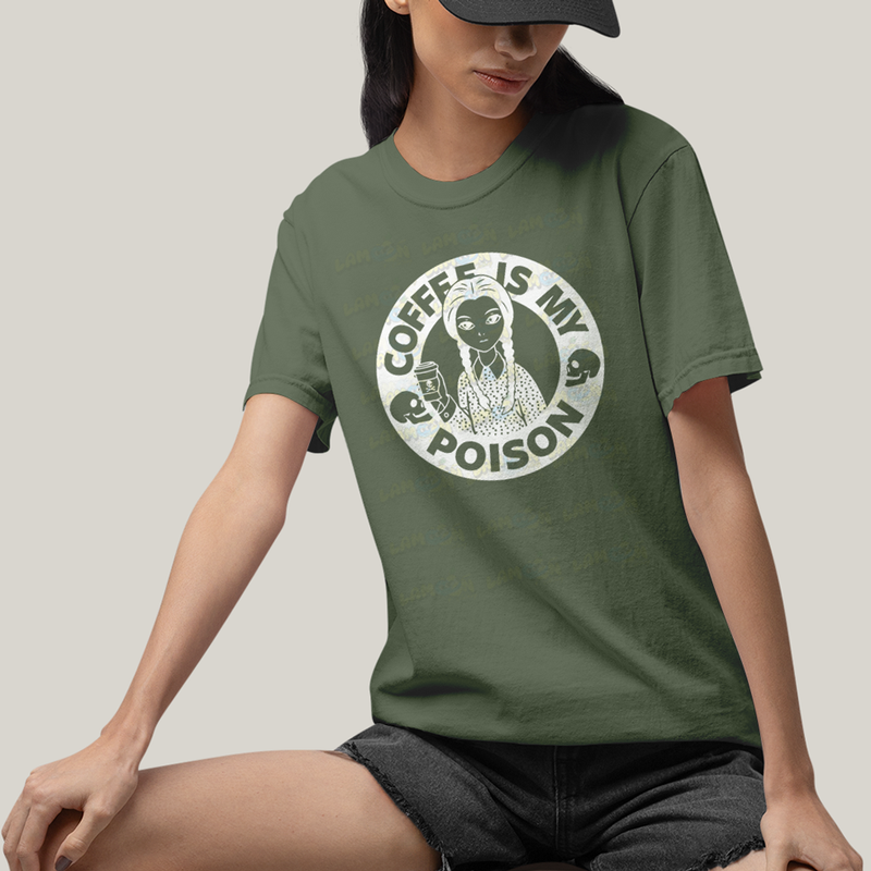 Camiseta Algodão Unissex T shirt Wandinha Café é Meu Veneno