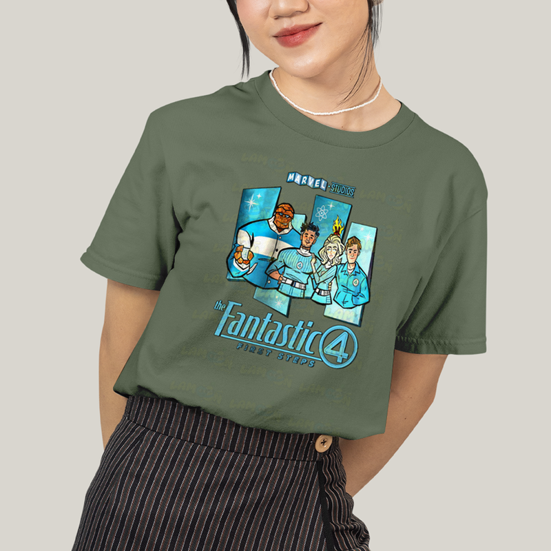 Camiseta Algodão Unissex T shirt Quarteto Fantástico Primeiros Passos Cartunesco