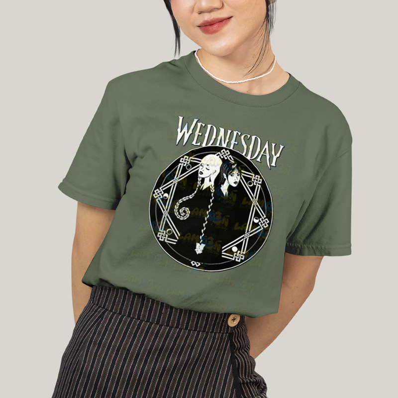 Camiseta Algodão Unissex T shirt Wandinha Wednesday Black White