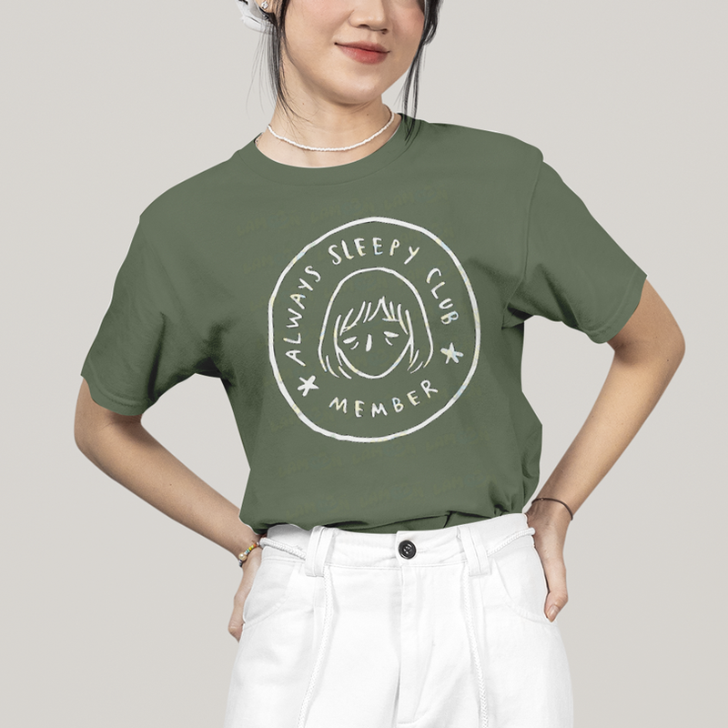 Camiseta Algodão Unissex T shirt Membro do Clube Sempre com Sono