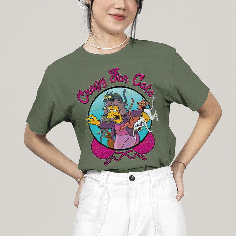 Camiseta Algodão Unissex T shirt Simpsons Crazy For Cats