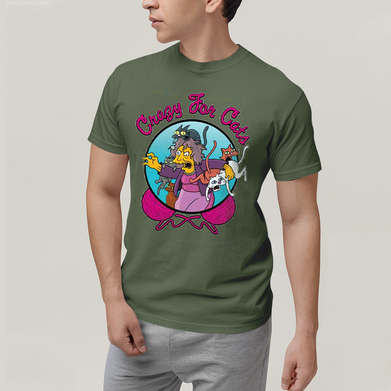 Camiseta Algodão Unissex T shirt Simpsons Crazy For Cats