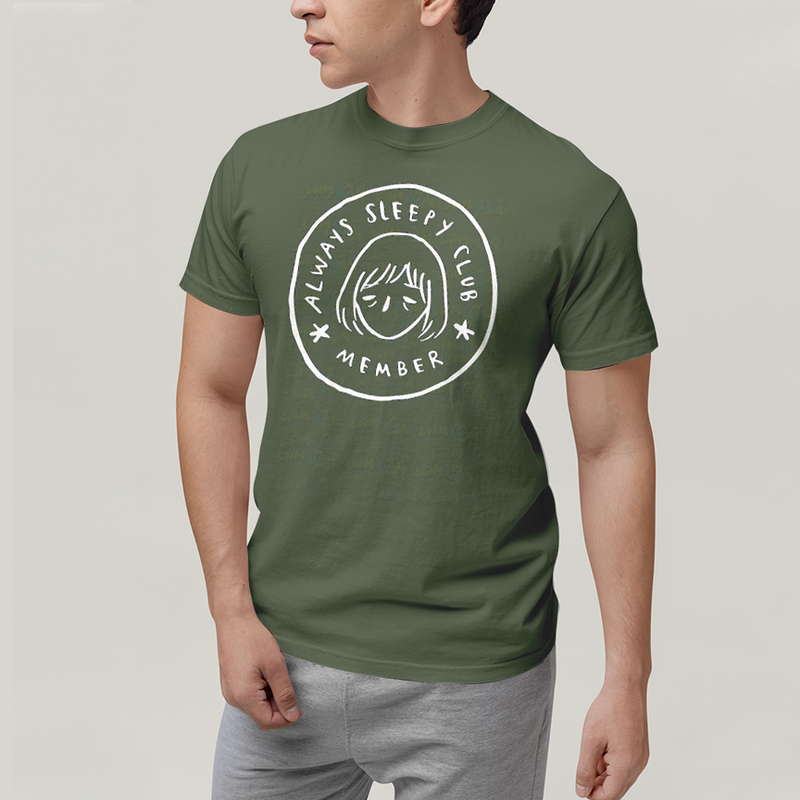 Camiseta Algodão Unissex T shirt Membro do Clube Sempre com Sono