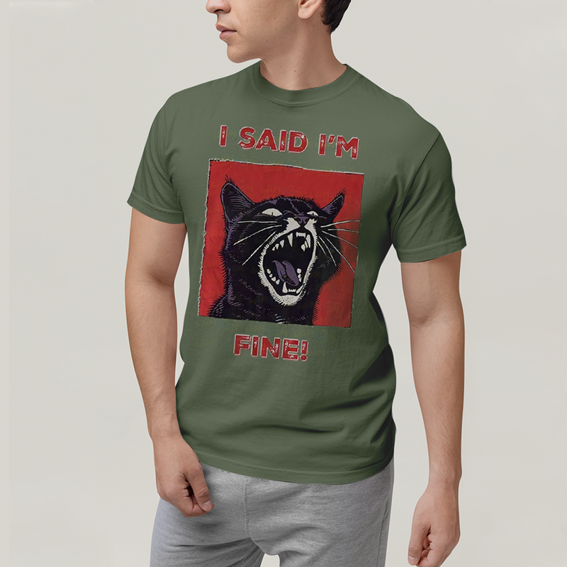 Camiseta Algodão Unissex T shirt Gato Eu Disse Que Estou Bem!